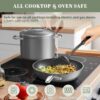 Nuwave 9pc Cookware Set Healthy Duralon Blue Ceramic Nonstick Coated, Diamond Infused Scratch-Resistant, PFAS Free, Oven Safe, Induction Ready & Evenly Heats, Tempered Glass Lids & Stay-Cool Handle, Cool Gray