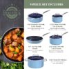 Nuwave 9pc Cookware Set Healthy Duralon Blue Ceramic Nonstick Coated, Diamond Infused Scratch-Resistant, PFAS Free, Oven Safe, Induction Ready & Evenly Heats, Tempered Glass Lids & Stay-Cool Handle