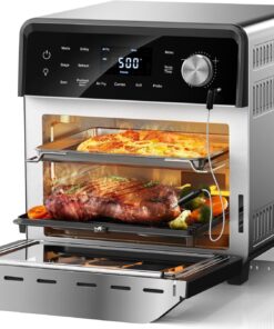 Nuwave Air Fryer Grill Oven Combo, TRUE Char & Flavor, 100 in 1 Super Convection Toaster Oven Countertop, Excellent Thermal Insulation, POWERPORT™ Plug-In Grill, 550°F, Stainless Steel