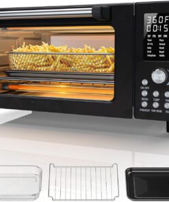 Nuwave Bravo Pro Convection Air Fryer Toaster Oven Combo, 2025 New and Improved, 10-in-1, 50°-450°F Temp Controls, Quick & Even Crisp Technology, 21Qt Capacity, Black, PFAS Free