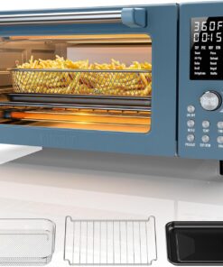 Nuwave Bravo Pro Convection Air Fryer Toaster Oven Combo, 2025 New and Improved, 10-in-1, 50°-450°F Temp Controls, Quick & Even Crisp Technology, 21Qt Capacity, Cozy Blue, PFAS Free