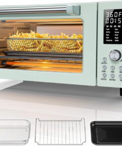 Nuwave Bravo Pro Smart 21QT Toaster Oven Air Fryer Combo, Convection Oven Countertop, 10 functions all in 1, with even & quick crisp technology, 50-450°F, 1800W, Mint Green