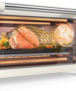 Nuwave Bravo Pro Smart Air Fryer Toaster Oven Combo, Airfryer Convection Oven Countertop, 10-in-1 Functions with Quicker & Even Crisp Technology, 1800W, 50-450°F, PFAS-Free, 21QT, Vanilla Cream