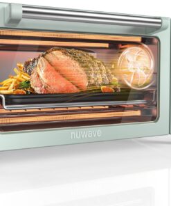 Nuwave Bravo Pro Smart Air Fryer Toaster Oven Combo, Airfryer Convection Oven Countertop, 12-in-1 Functions with Quicker & Even Crisp Technology, 1800W, 50-450°F, PFAS-Free, 21QT, Mint