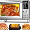Nuwave Bravo Pro Smart Toaster Oven Countertop, True Air Fryer Combo w/Improved 100% Convection, 35% Crispier, 112 Presets, Customizable Pizza Zones, Integrated Probe, PFAS Free, 30QT, Stainless Steel