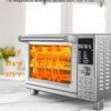 Nuwave Bravo Pro Smart Toaster Oven Countertop, True Air Fryer Combo w/Improved 100% Convection, 35% Crispier, 112 Presets, Customizable Pizza Zones, Integrated Probe, PFAS Free, 30QT, Stainless Steel