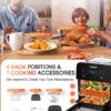 Nuwave Brio 15.5Qt Air Fryer Rotisserie Oven, X-Large Family Size, Powerful 1800W, 4 Rack Positions, 50°-425°F Temp Controls, 100 Presets & 50 Memory, Integrated Smart Thermometer, Linear T Technology