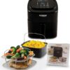 Nuwave Brio 6-Quart Digital Air Fryer Including Non-Stick Baking Pan and Stainless-Steel Cooking Rack (6-Quart + Gourmet Kit), Black