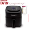 Nuwave Brio 6-Quart Digital Air Fryer Including Non-Stick Baking Pan and Stainless-Steel Cooking Rack (6-Quart + Gourmet Kit), Black