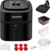 Nuwave Brio 6-Quart Healthy Digital Smart Air Fryer with Probe One-Touch Digital Controls, Advanced Cooking Functions, Removable Divider Insert & Grill Pan (NEW ACCESSORY),Black