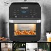 Nuwave Brio Air Fryer Oven, 15.5Qt X-Large Family Size, SS Rotisserie Basket &Skewer-Kit, Reversible Ultra Non-Stick Grill/Griddle Plate, Powerful 1800W, Integrated Smart Thermometer,Black
