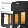 Nuwave Brio Air Fryer Oven, 15.5Qt X-Large Family Size, SS Rotisserie Basket &Skewer-Kit, Reversible Ultra Non-Stick Grill/Griddle Plate, Powerful 1800W, Integrated Smart Thermometer,Black