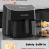 Nuwave Brio Plus 8 Qt Air Fryer, PFAS Free, New & Improved, Digital Touch Screen, Cool White Display, 50°F~400°F in Precise 5°, 5 Cook Functions, 100 Presets & 50 Memory, 3 Wattages 700, 1500, 1800