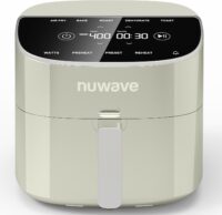 Nuwave Brio Plus 8 Qt Air Fryer, PFAS Free, New & Improved, Digital Touch Screen, Cool White Display, 50°F~400°F in Precise 5°, 5 Cook Functions, 100 Presets & 50 Memory, 3 Wattages 700, 1500, 1800, Vanilla Cream
