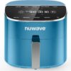Nuwave Brio Plus 8 Qt Air Fryer, PFAS Free, New & Improved, Digital Touch Screen, Cool White Display, 50°F~400°F in Precise 5°, 5 Cook Functions, 100 Presets & 50 Memory, 3 Wattages 700, 1500, 1800, Cozy Blue