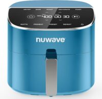 Nuwave Brio Plus 8 Qt Air Fryer, PFAS Free, New & Improved, Digital Touch Screen, Cool White Display, 50°F~400°F in Precise 5°, 5 Cook Functions, 100 Presets & 50 Memory, 3 Wattages 700, 1500, 1800, Cozy Blue