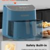 Nuwave Brio Plus 8 Qt Air Fryer, PFAS Free, New & Improved, Digital Touch Screen, Cool White Display, 50°F~400°F in Precise 5°, 5 Cook Functions, 100 Presets & 50 Memory, 3 Wattages 700, 1500, 1800, Cozy Blue