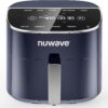 Nuwave Brio Plus 8 Qt Air Fryer, PFAS Free, New & Improved, Digital Touch Screen, Cool White Display, 50°F~400°F in Precise 5°, 5 Cook Functions, 100 Presets & 50 Memory, 3 Wattages 700, 1500, 1800, Deep Blue