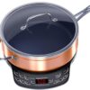 Nuwave Flex Precision Induction Cooktop, 10.25” Shatter-Proof Ceramic Glass, 6.5” Heating Coil, 45 Temps 100°F to 500°F, 4Qt Induction-Ready Healthy Ceramic Non-Stick Everyday Pan with Lid Included