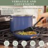 Nuwave Healthy Duralon Blue Ceramic Nonstick Cookware Set, Diamond Infused Scratch-Resistant, PFAS Free, Dishwasher & Oven Safe, Induction Ready & Evenly Heats, Tempered Glass Lids & Stay-Cool Handles, Deep Blue