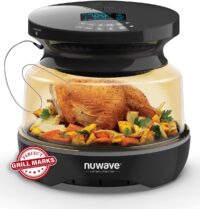 Nuwave Infra-Red Primo Grill Oven, Integrated Smart Thermometer, Nonstick Grill Bottom & Convection Top for Surround Cooking, Cook Fresh or Frozen, Durable Power Dome Included