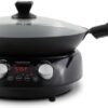 Nuwave Mosaic Induction Wok, Precise Temp Controls from 100°F to 575°F in 5°F, Wok Hei, Infuse Complex Charred Aroma & Flavor, 3 Watts 600,900 & 1500, Authentic 14-inch Carbon Steel Wok Included,Black