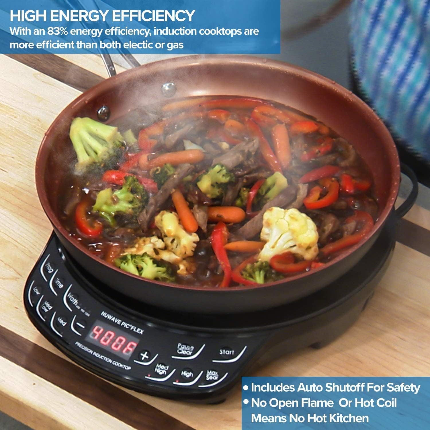Nuwave PIC Flex with 9-inch Anodized Duralon, Non-Stick Fry Pan, Portable, Powerful Induction Cooktop, 6.5-Inch Heating Coil3 Nuwave PIC Flex with 9-inch Anodized Duralon, Non-Stick Fry Pan, Portable, Powerful Induction Cooktop, 6.5-Inch Heating Coil