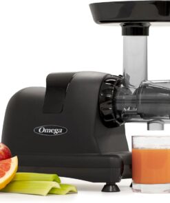 Omega Cold Press Juicer Machine, All-in-One Nutrition System for Vegetable and Fruit Juice, Nut Butter, Baby Food, Pasta and Sorbets, Triple-Stage 80-RPM Slow Masticating Juicer, 200-Watts, Black