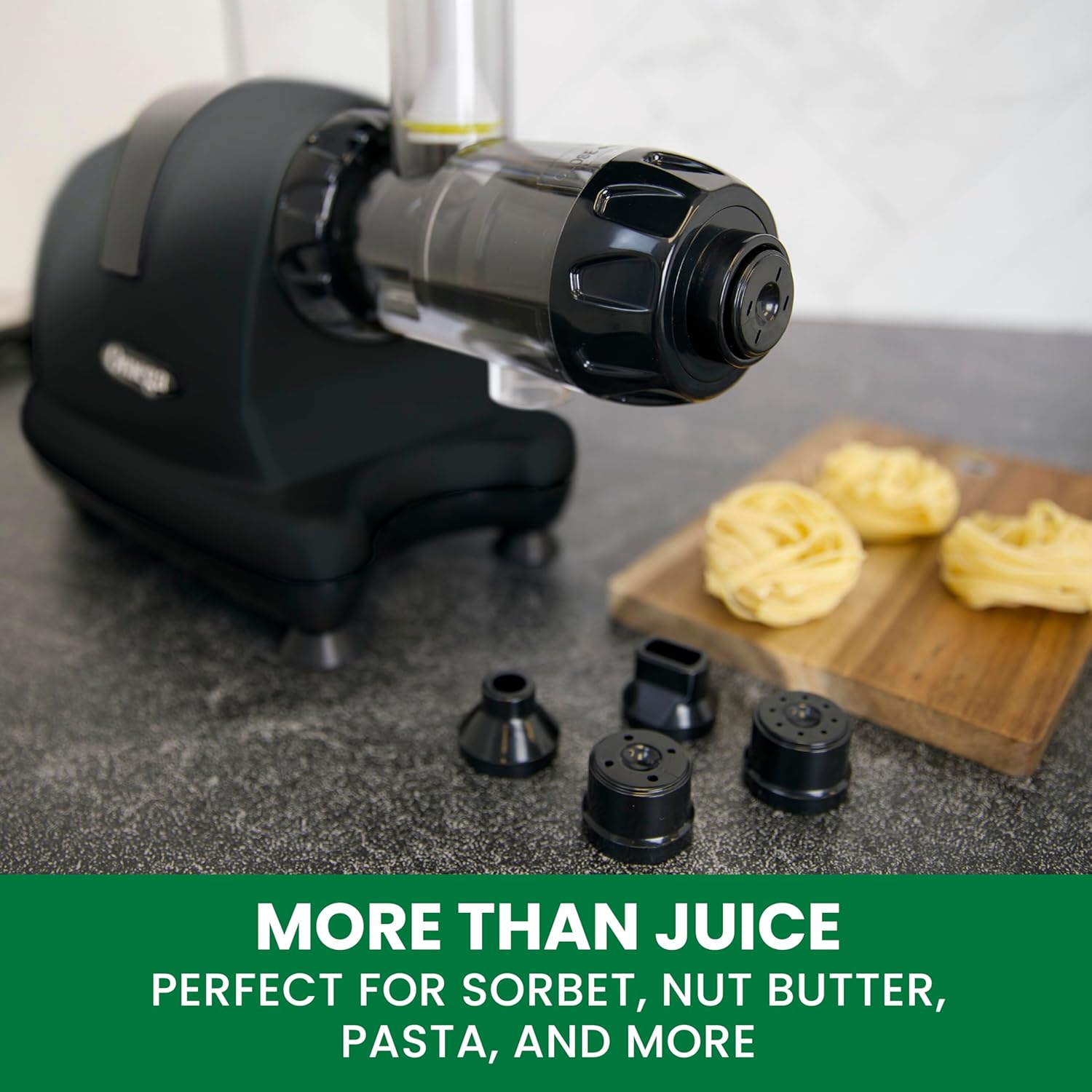 Omega Cold Press Juicer Machine, All-in-One Nutrition System for Vegetable and Fruit Juice, Nut Butter, Baby Food, Pasta and Sorbets, Triple-Stage 80-RPM Slow Masticating Juicer, 200-Watts, Black1 Omega Cold Press Juicer Machine, All-in-One Nutrition System for Vegetable and Fruit Juice, Nut Butter, Baby Food, Pasta and Sorbets, Triple-Stage 80-RPM Slow Masticating Juicer, 200-Watts, Black