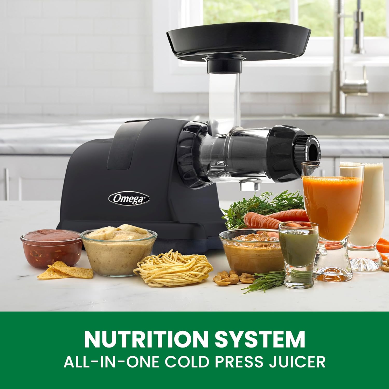 Omega Cold Press Juicer Machine, All-in-One Nutrition System for Vegetable and Fruit Juice, Nut Butter, Baby Food, Pasta and Sorbets, Triple-Stage 80-RPM Slow Masticating Juicer, 200-Watts, Black7 Omega Cold Press Juicer Machine, All-in-One Nutrition System for Vegetable and Fruit Juice, Nut Butter, Baby Food, Pasta and Sorbets, Triple-Stage 80-RPM Slow Masticating Juicer, 200-Watts, Black