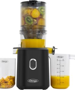 Omega Cold Press Juicer – Slow Masticating Hands Free Juicer Machine for Vegetables and Fruits with Wide Mouth Hopper for Whole Recipe Batch Juicing, Time Saving Series, Easy to Clean, 150-Watt Motor