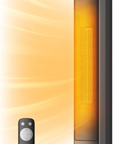 PELONIS 30” Ceramic Tower Space Heater with Adjustable Thermostat for Large Room, 75° Oscillation, Remote Control & 12H Timer, Tip-Over Switch & Overheating Protection, 1500W, PHF15RSAPH30, Black