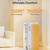PELONIS Radiator Heater for Large Space, Electric Oil Filled Radiator, Dual Knobs, 1500W, Quiet Space Heater, 3 Modes, Tip-over Protection, White
