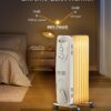 PELONIS Radiator Heater for Large Space, Electric Oil Filled Radiator, Dual Knobs, 1500W, Quiet Space Heater, 3 Modes, Tip-over Protection, White
