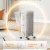 PELONIS Radiator Heater for Large Space, Electric Oil Filled Radiator, Dual Knobs, 1500W, Quiet Space Heater, 3 Modes, Tip-over Protection, White
