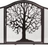 Plow & Hearth Metal Fireplace Screen Tree of Life Black | 44