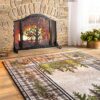 Plow & Hearth Metal Fireplace Screen Tree of Life Black | 44" W x 33" H | Magnetic Hinged Door | Spark Guard Cover | Stand Alone Wrought Iron Panel Fire Place Cover
