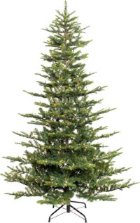 Puleo International 7.5ft Pre-Lit Aspen Fir Artificial Christmas Tree with 700 Clear Lights, 1319 Realistic Dense Branch Tips