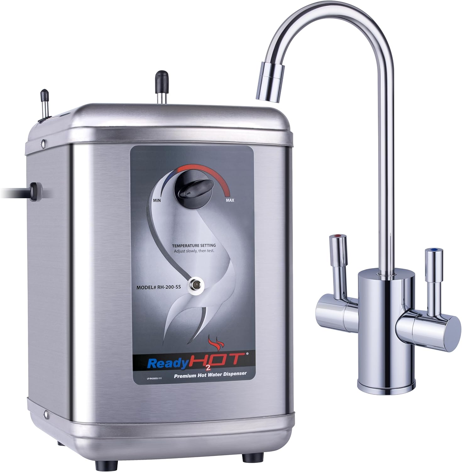 Ready Hot 41-RH-200-F560-CH Instant Hot Water Dispenser System, 2.5 Quarts, Manual Dial Dual Lever Hot and Cold Water Faucet Polished Chrome Ready Hot 41-RH-200-F560-CH Instant Hot Water Dispenser System, 2.5 Quarts, Manual Dial Dual Lever Hot and Cold Water Faucet Polished Chrome