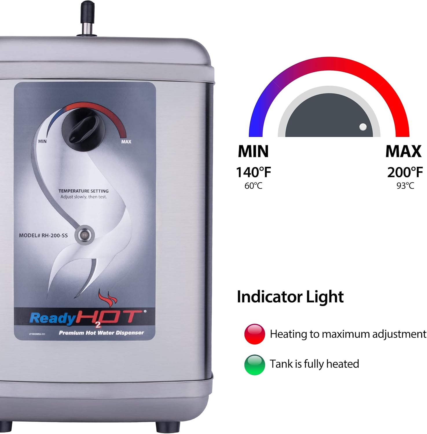 Ready Hot 41-RH-200-F560-CH Instant Hot Water Dispenser System, 2.5 Quarts, Manual Dial Dual Lever Hot and Cold Water Faucet Polished Chrome1 Ready Hot 41-RH-200-F560-CH Instant Hot Water Dispenser System, 2.5 Quarts, Manual Dial Dual Lever Hot and Cold Water Faucet Polished Chrome