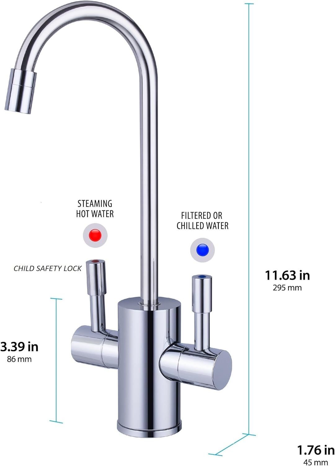 Ready Hot 41-RH-200-F560-CH Instant Hot Water Dispenser System, 2.5 Quarts, Manual Dial Dual Lever Hot and Cold Water Faucet Polished Chrome5 Ready Hot 41-RH-200-F560-CH Instant Hot Water Dispenser System, 2.5 Quarts, Manual Dial Dual Lever Hot and Cold Water Faucet Polished Chrome