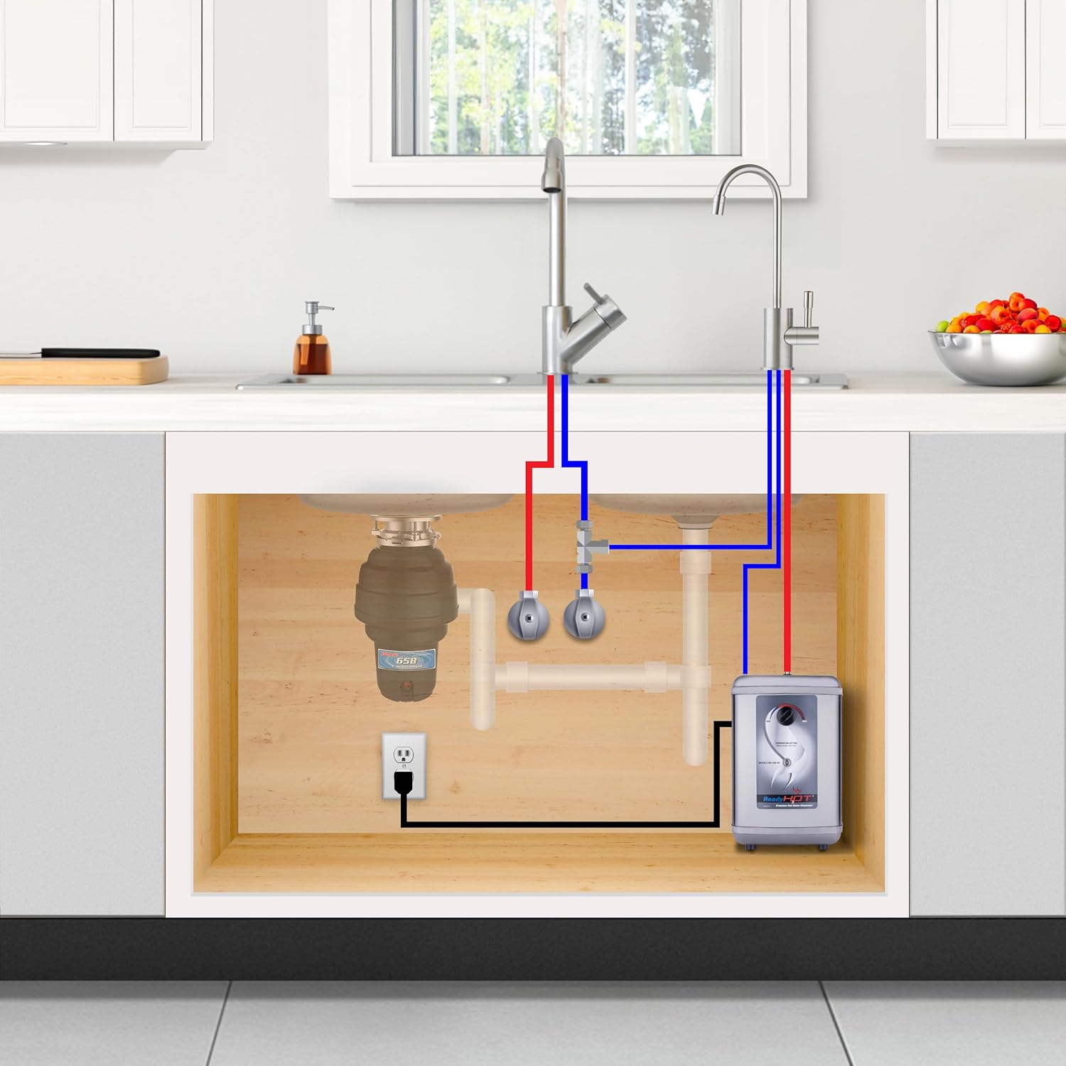 Ready Hot 41-RH-200-F570-CH Instant Hot Water Dispenser System, 2.5 Quarts Manual Dial Single Lever Hot Water Faucet, Polished Chrome13 Ready Hot 41-RH-200-F570-CH Instant Hot Water Dispenser System, 2.5 Quarts Manual Dial Single Lever Hot Water Faucet, Polished Chrome