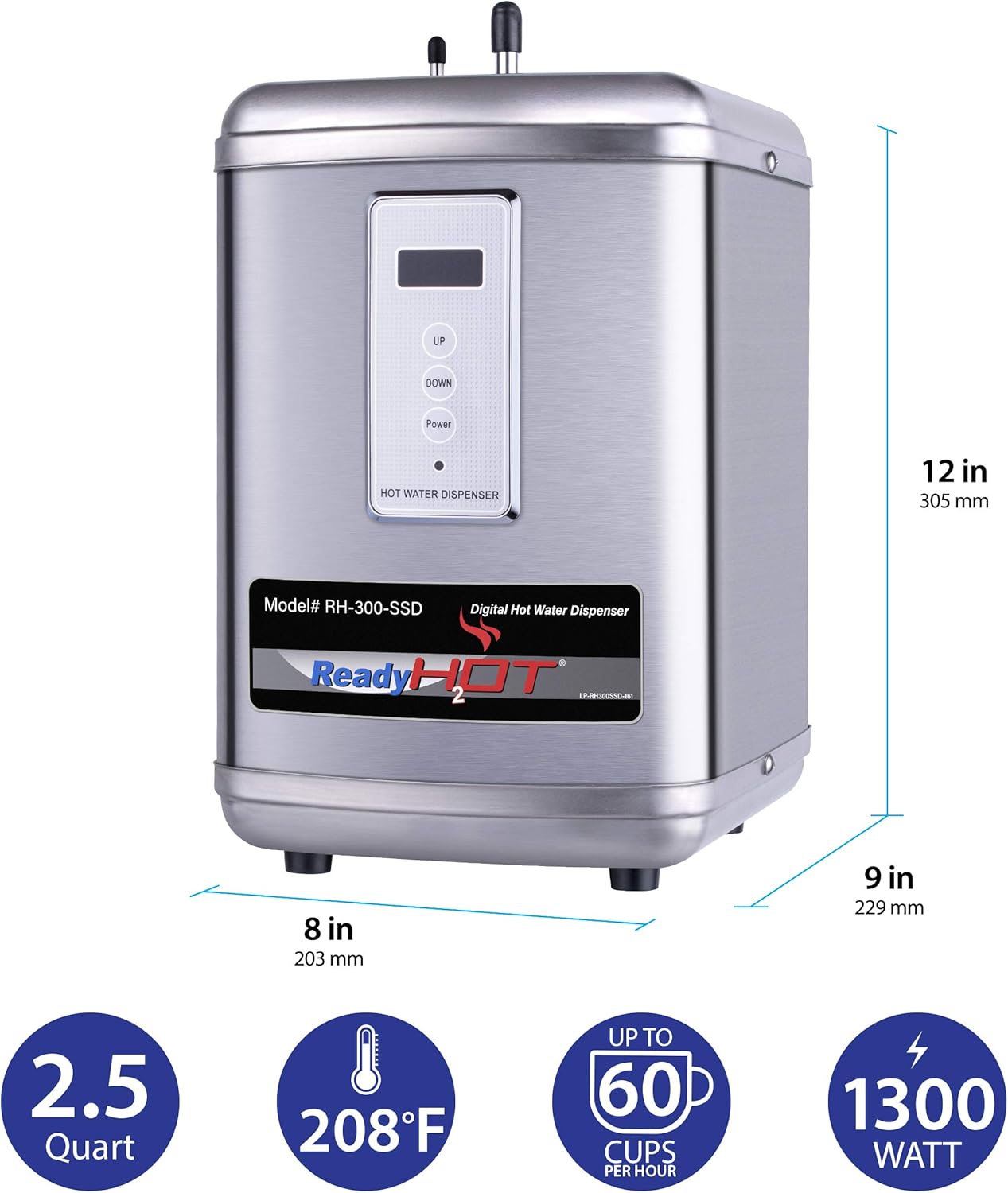 Ready Hot 41-RH-300-F560-CH Instant Hot Water Dispenser System, 2.5 Quarts, Digital Display Dual Lever Hot and Cold Water Faucet Polished Chrome2 Ready Hot 41-RH-300-F560-CH Instant Hot Water Dispenser System, 2.5 Quarts, Digital Display Dual Lever Hot and Cold Water Faucet Polished Chrome