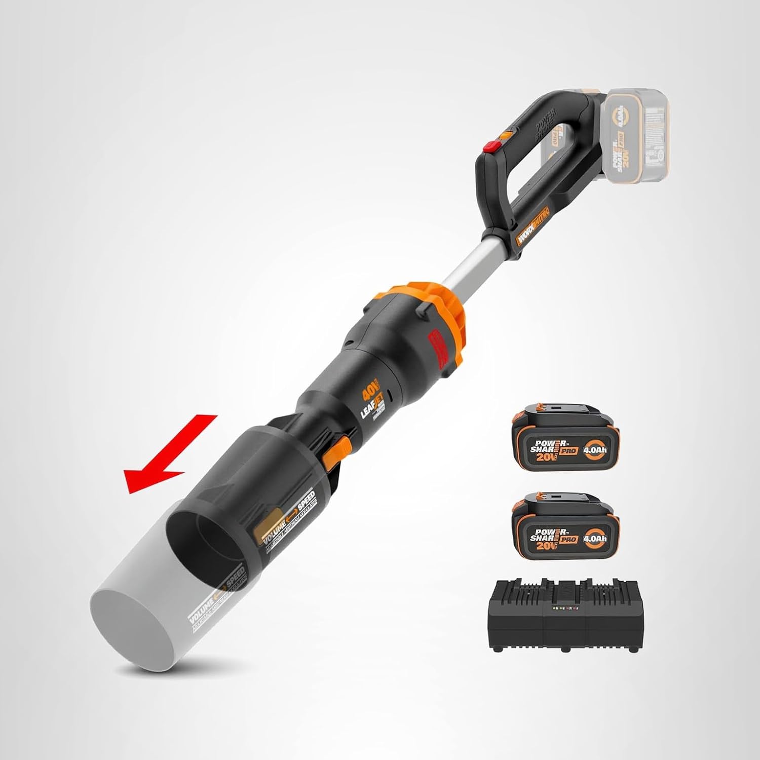 WORX Nitro WG585 40V Cordless Leaf Blower, Electric Blower with 620CFM & 165MPH, Blowers for Lawn Care with Brushless Motor & 3 Speed Control, 2 Batteries & Charger Included14 WORX Nitro WG585 40V Cordless Leaf Blower, Electric Blower with 620CFM & 165MPH, Blowers for Lawn Care with Brushless Motor & 3 Speed Control, 2 Batteries & Charger Included
