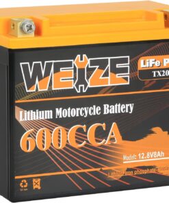 Weize Lithium YTX20L-BS, Group 20, 600A LiFePO4 Motorcycle Battery, 12V 8AH ATV, UTV, Jet Ski, 4 Wheeler, Snowmobile, Personal Watercraft, Seadoo, Polaris, Generator and Riding Lawn Mower Battery