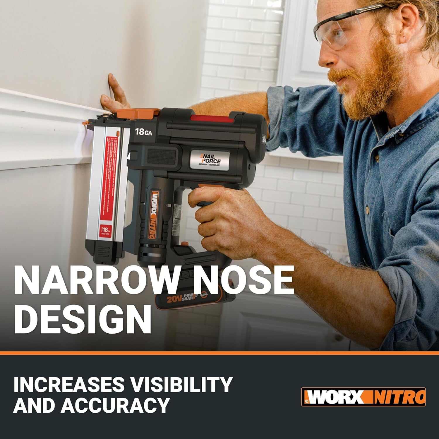 Worx Nitro 20V 18GA Cordless Brad Nailer, Cordless Nail Gun, Nail Gun Battery Powered, Up to 2 Inch, Tool-Free Jam Release, Trimming & Molding, Baseboard WX842L PowerShare – Battery, Charger Included15 Worx Nitro 20V 18GA Cordless Brad Nailer, Cordless Nail Gun, Nail Gun Battery Powered, Up to 2 Inch, Tool-Free Jam Release, Trimming & Molding, Baseboard WX842L PowerShare – Battery, Charger Included