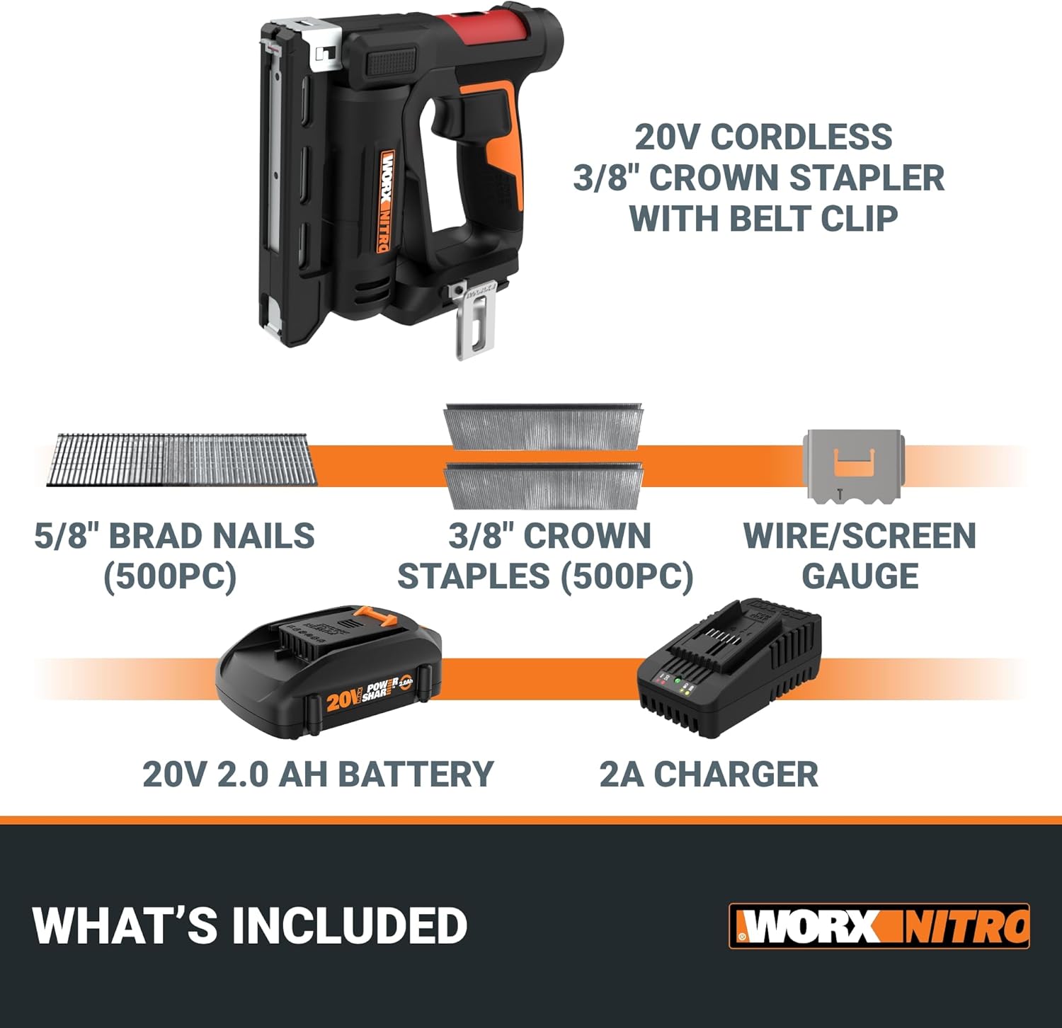 Worx Nitro WX843L 20V Power Share 3 8 Cordless Crown Stapler9 Worx Nitro WX843L 20V Power Share 3/8" Cordless Crown Stapler