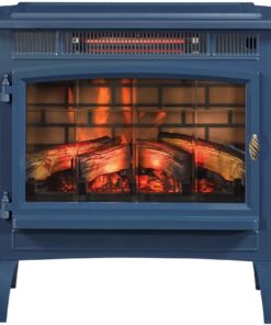 duraflame Freestanding Electric Fireplace Stove Heater with 3D Flame Effect for 1,000 Sq. Ft. Room, Navy