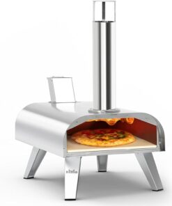 BIG HORN OUTDOORS 12" Multi-Fuel Outdoor Pizza Oven – 3-in-1 Wood-Fired, Gas & Electric Compatible, Pellet Pizza Oven Portable Pizza Maker for Backyard, Camping & Tailgating