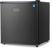 BLACK+DECKER 1.7 Cu. Ft. Compact Refrigerator, ENERGY STAR Certified, Single Door Mini Fridge with Chiller Compartment, Personal Fridge for Home or Dorm Room, R600a Refrigerant, BCRK17B, Black
